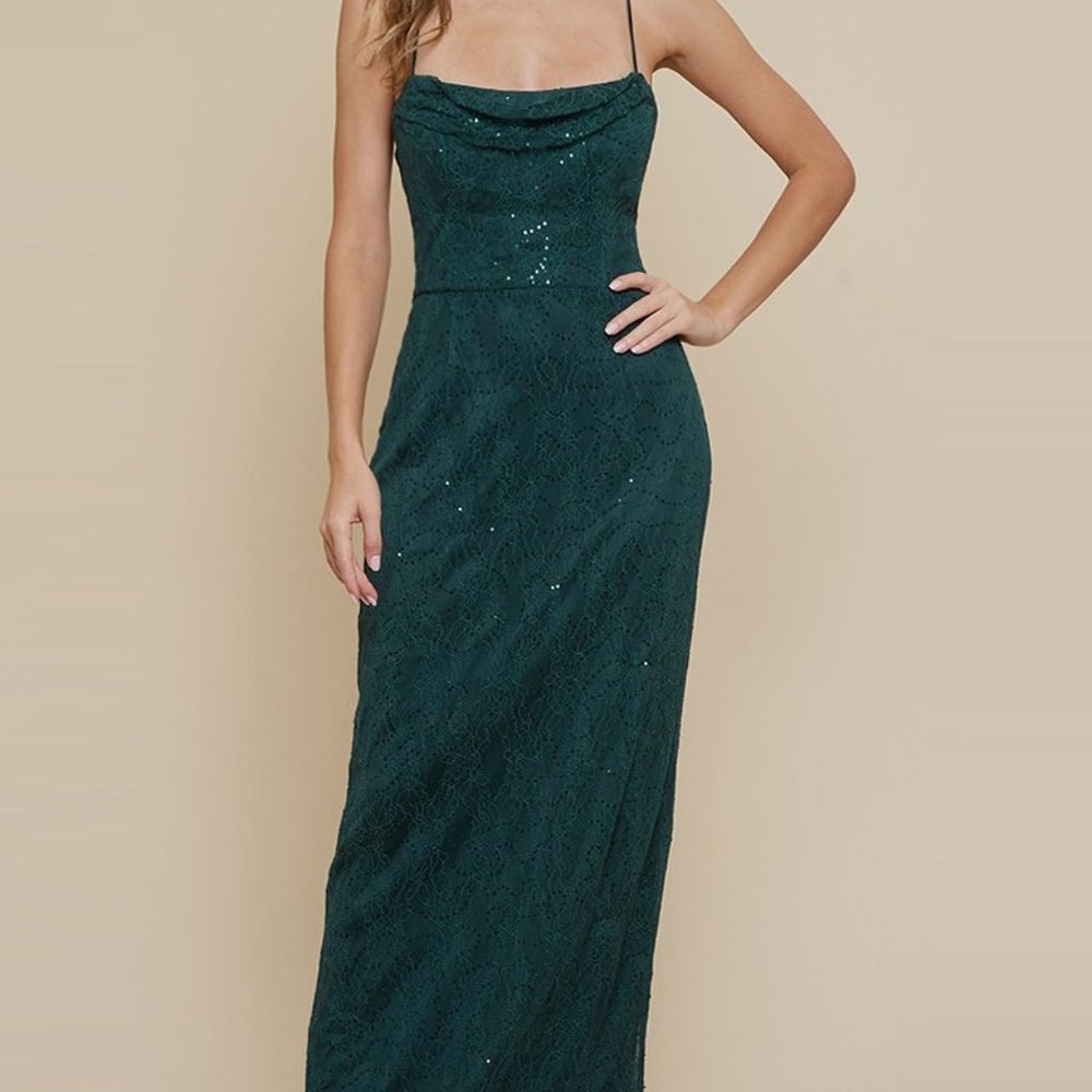 STRAP SEQUIN MAXIDRESS WITH CRISS CROSS BACK